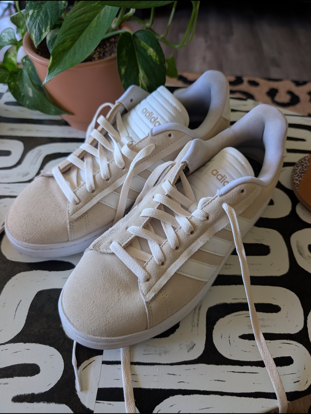 adidas Suede Casual Sneakers in Light Beige and White - Picture 2 of 8